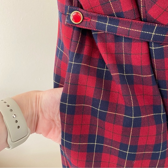 Vintage Plaid Dress with Pockets Red Maternity Sz L/XL - Picture 4 of 13